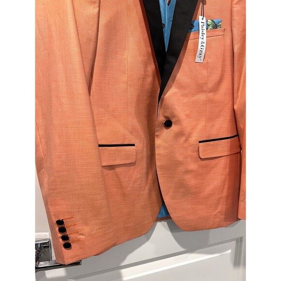 Paisley & Gray Men’s Slim Fit Grosvenor Peak Tuxedo Jacket Blazer Orange 40R - Picture 5 of 15